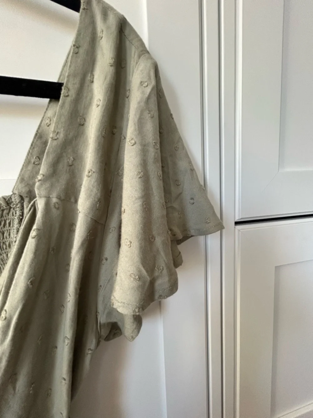 Guess Sage Green Wrap Blouse with Flutter Sleeves | Size Small - Picture 6 of 10